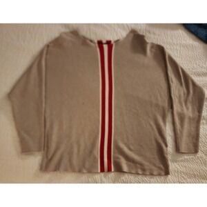 I.N.C. Women's Beige Vertical Striped Scoop-Neck Sweater Size XL